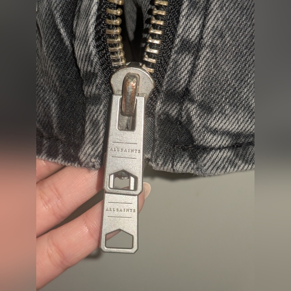 NWOT ALL SAINTS BALFERN DENIM BIKER JACKET IN WASHED GRAY - Picture 6 of 12